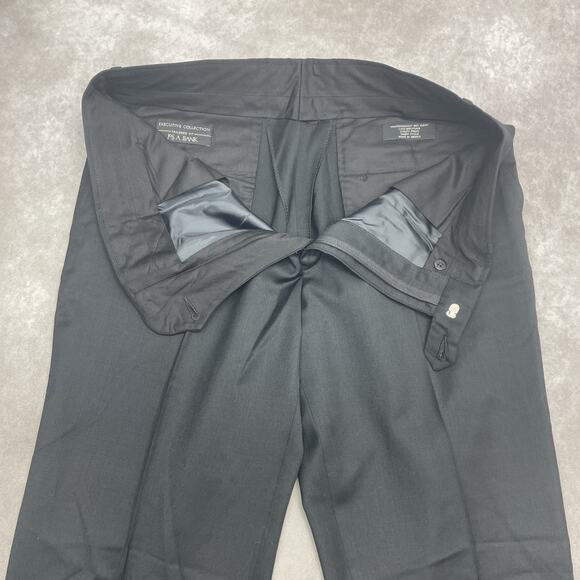 Jos A Bank Executive Tailored Fit 36x32.5 Wool Dress Pants Black Flat Front READ - Picture 6 of 9